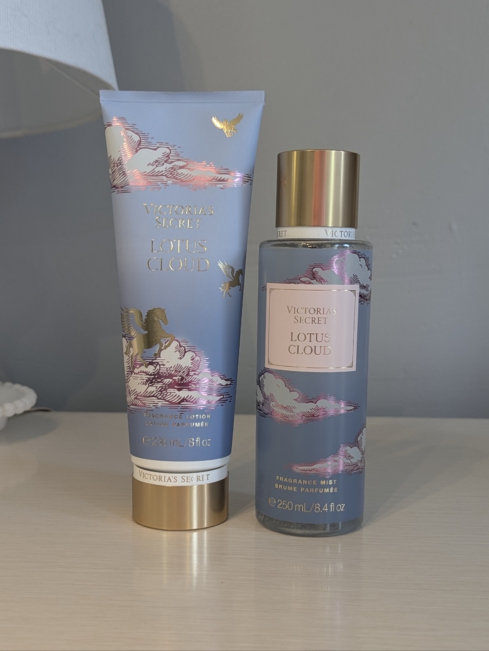 Victoria's Secret Lotus Cloud Fragrance Mist & Lotion Set - Light Blue